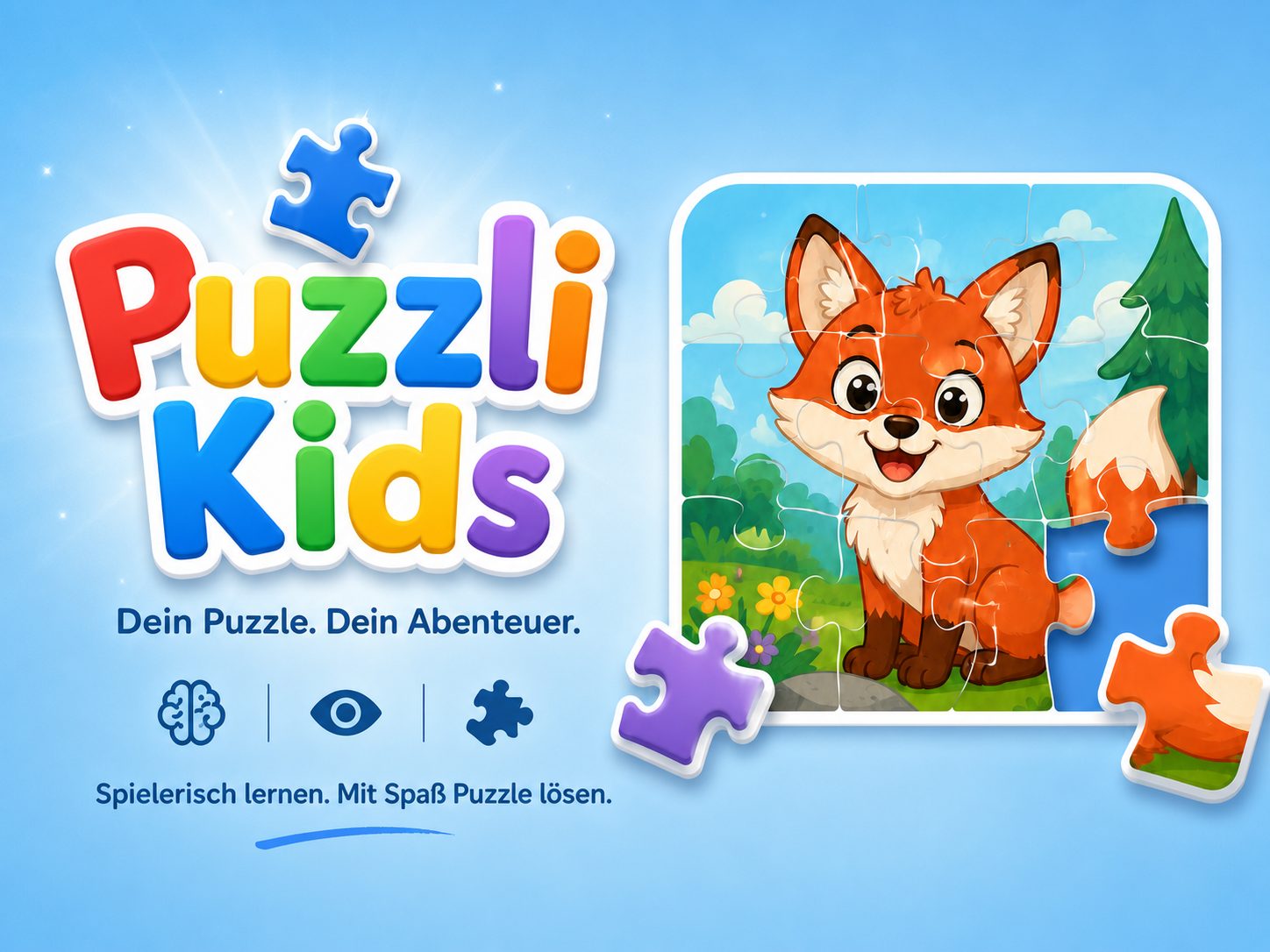 Puzzli Kids mit einem fröhlichen Fuchs-Puzzle